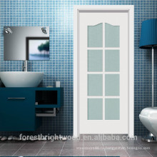 Интерьер белый порошок номер деревянная дверь с 8-матовое стекло, ванная комната, французская дверь ( С1-1007 )